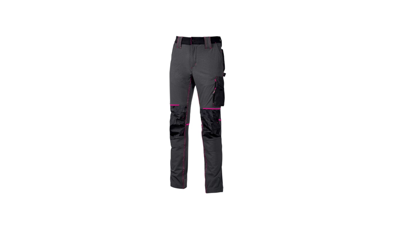 U Group Performance Grey Women's 10% Spandex, 90% Nylon Water Repellent Work Trousers 46 → 50in, 130 →
