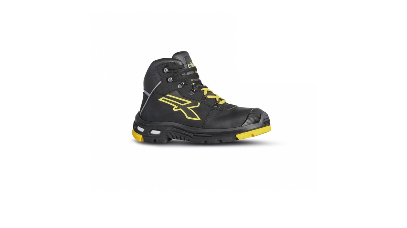 U Group Red Lion Black, Yellow Aluminium Toe Capped Men's Safety Boots, UK 10.5, EU 45