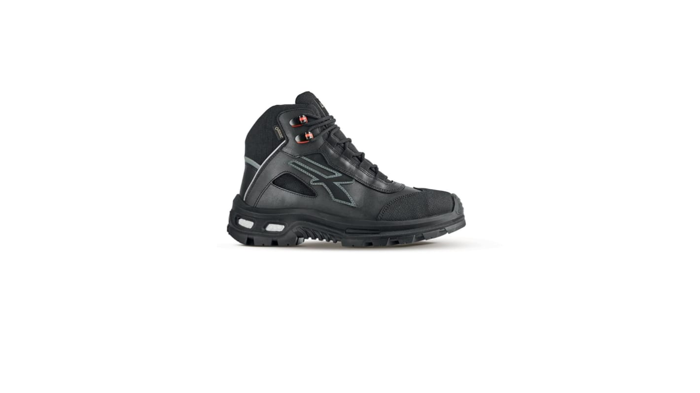 U Group Red Over Unisex Black Composite Toe Capped Safety Shoes, UK 2, EU 35