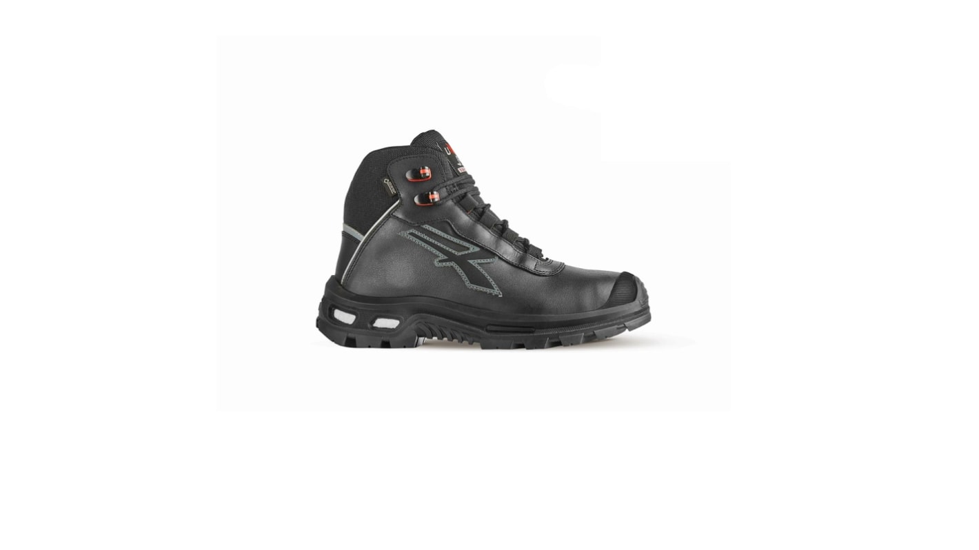 U Group Red Over Unisex Black Aluminium Toe Capped Safety Shoes, UK 6, EU 39