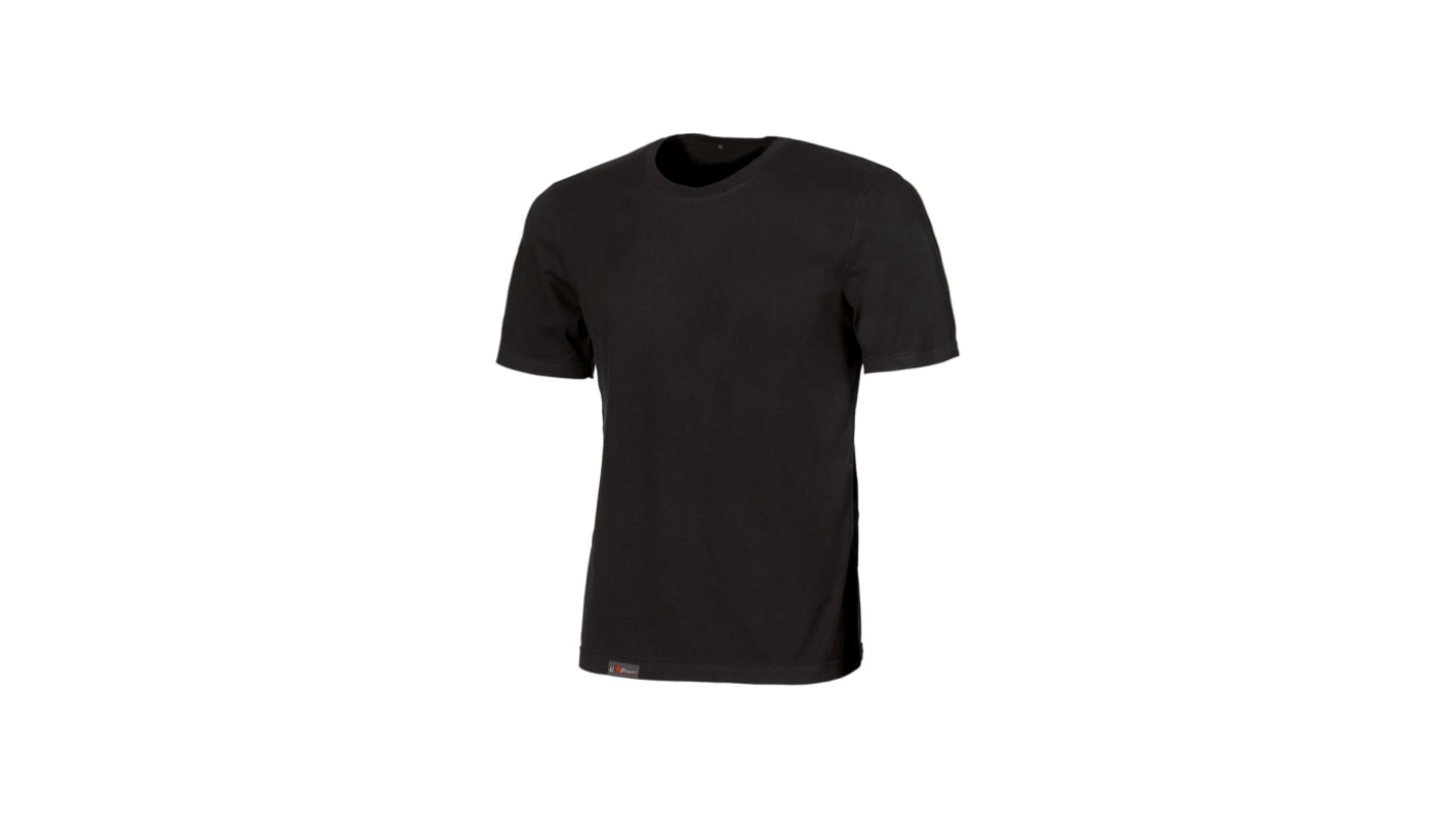 UPower Black 10% Viscose, 90% Cotton Short Sleeve T-Shirt, UK- M, EUR- L