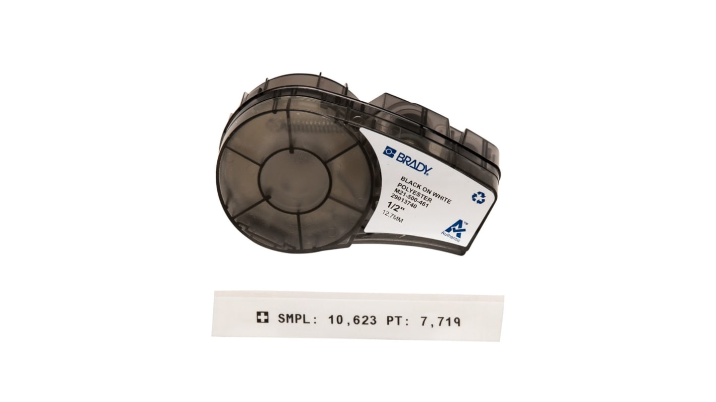 Brady BMP 21 Black on White Label Printer Tape, 6.4 m Length, 12.70 mm Width