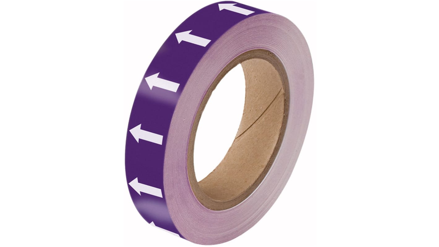 Ruban de marquage pour tuyaux Violet, Blanc Polyester, largeur 25.00mm x Longueur 33.00m