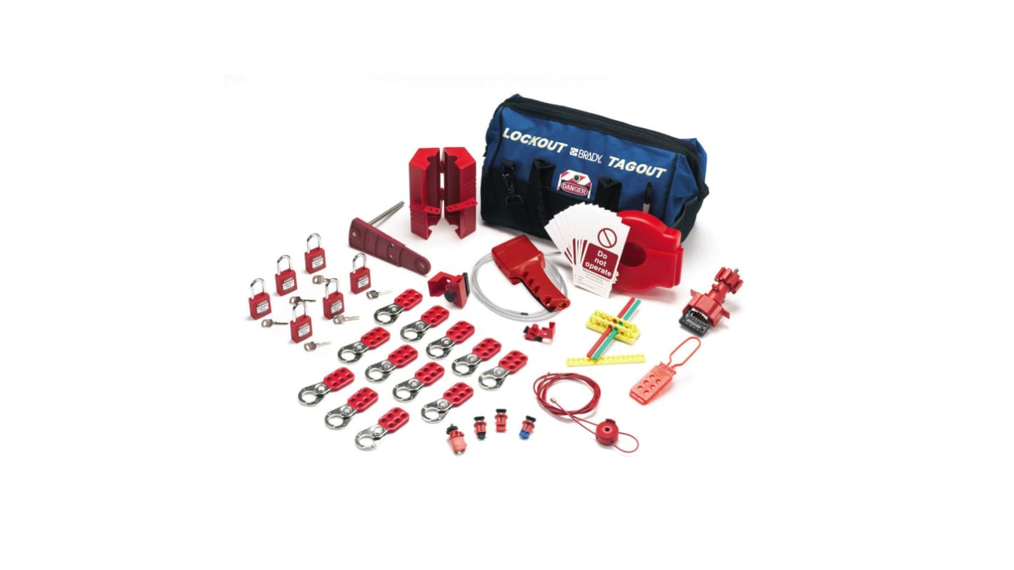 Brady Sperrsatz Typ Lockout-/Tagout-Kits, Rot, Silber
