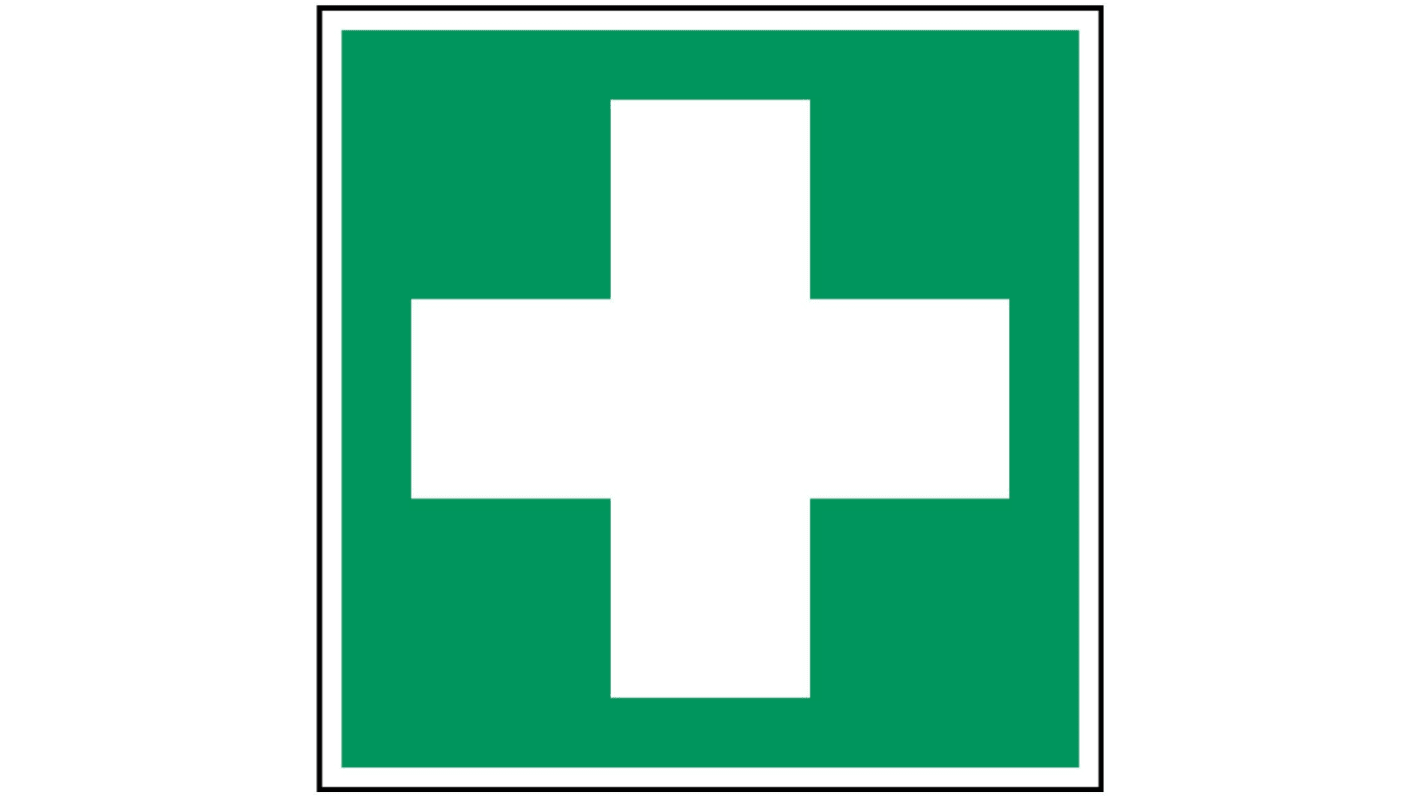 Brady Polyester Green, White First Aid Sign, H200 mm W200mm