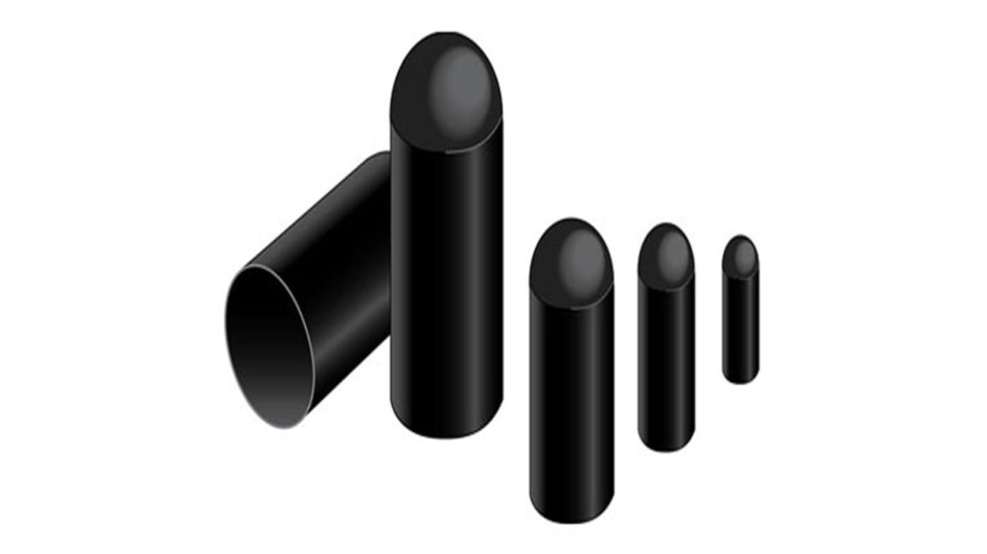 Alpha Wire Heat Shrinkable Cap Black, Semi-Rigid Polyolefin, 7.4mm