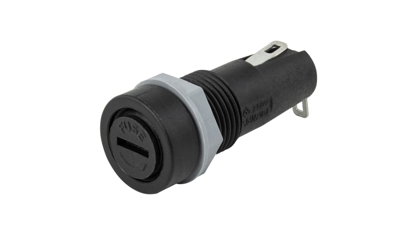 RS PRO 10A Panel Mount Fuse Holder for 5 x 20mm Fuse, 1P, 250V ac