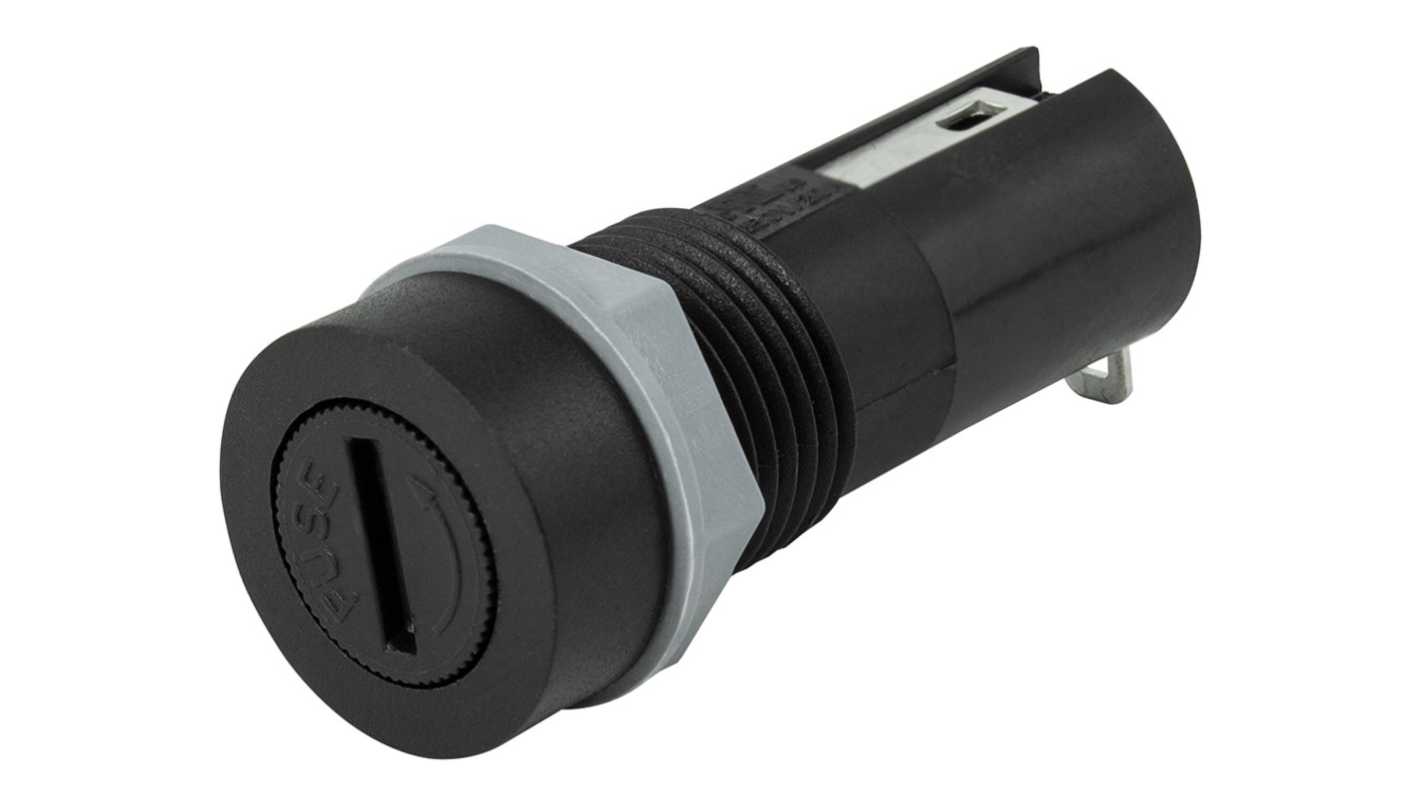 RS PRO 10A Panel Mount Fuse Holder for 5 x 20mm Fuse, 1P, 250V ac