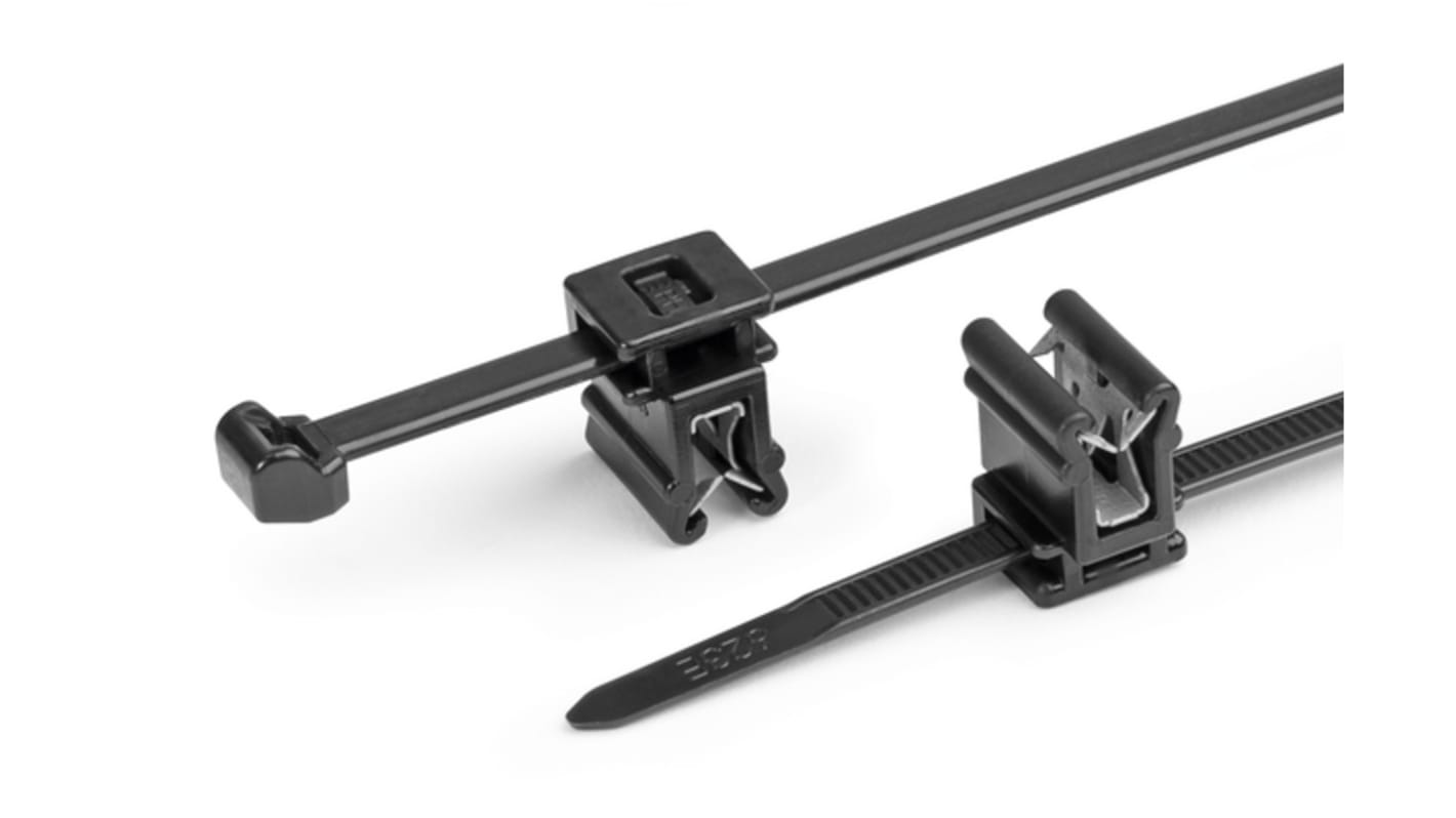 HellermannTyton Cable Tie, Outside Serrated, 200mm x 11.5 mm, Black Polyamide 6.6 (PA66), Pk-100