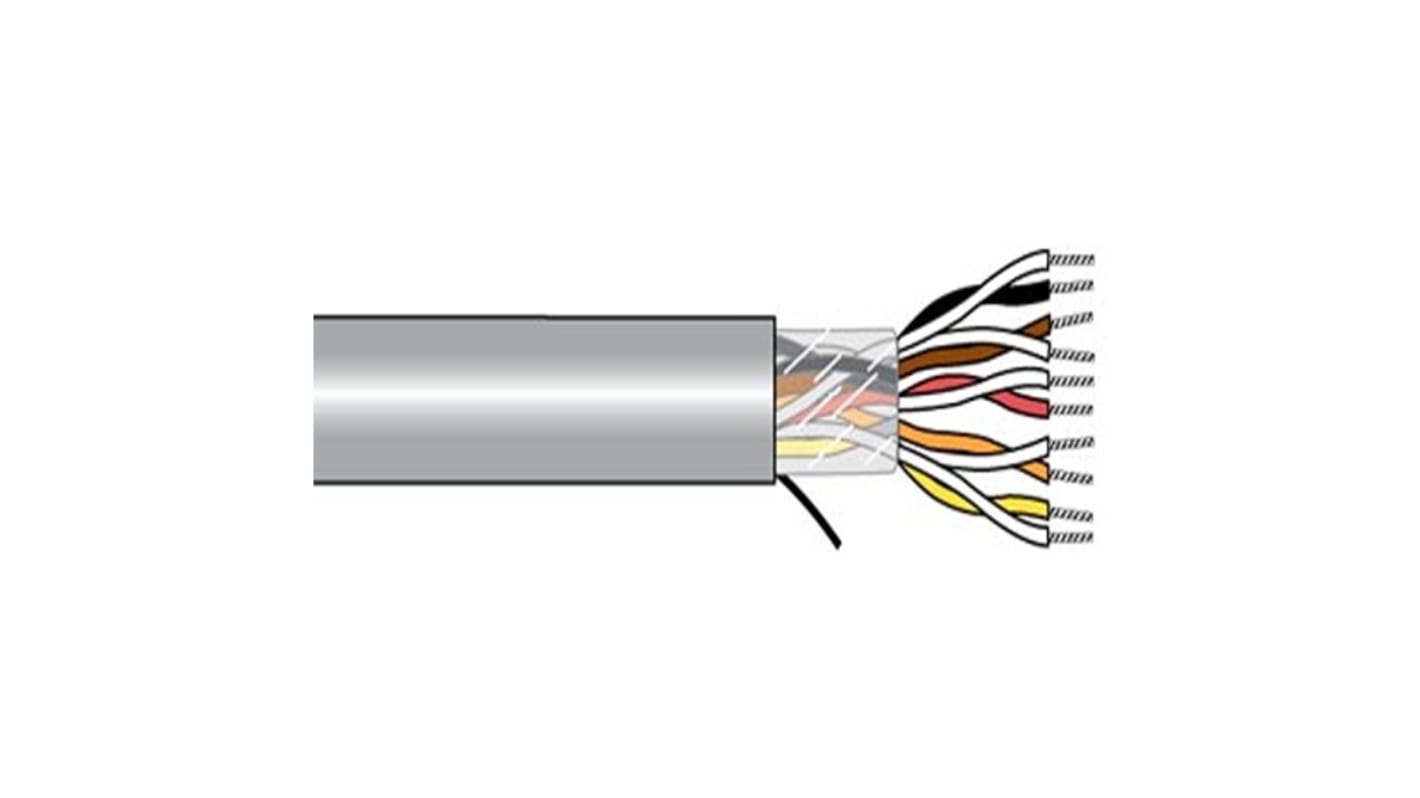 Alpha Wire Alpha Essentials Communication & Control Control Cable, 3 Cores, 0.34 mm², Screened, 500ft, Grey PVC Sheath,