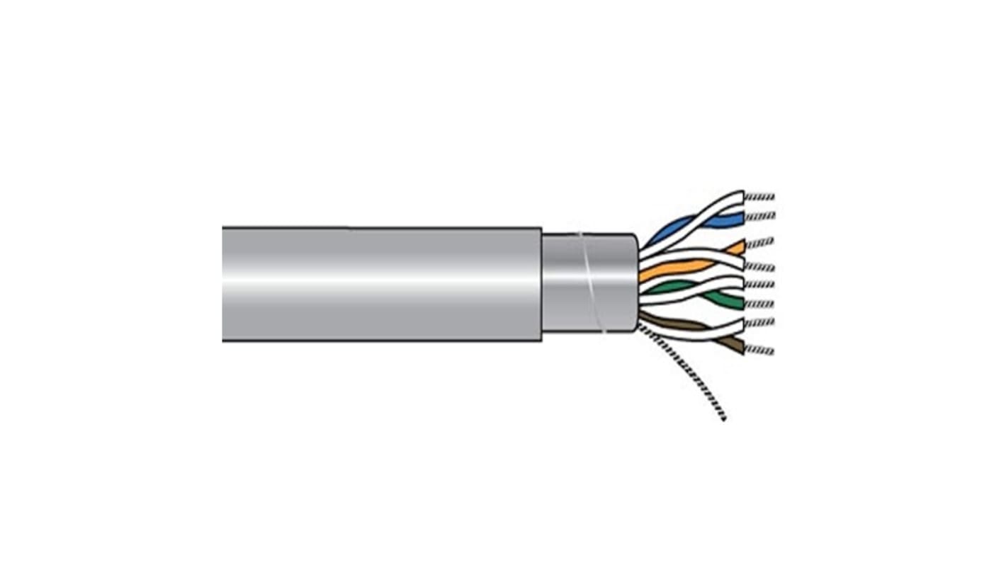 Alpha Wire 6083C Control Cable, 6 Cores, 0.25 mm², Screened, 100ft, Grey PVC Sheath, 24 AWG