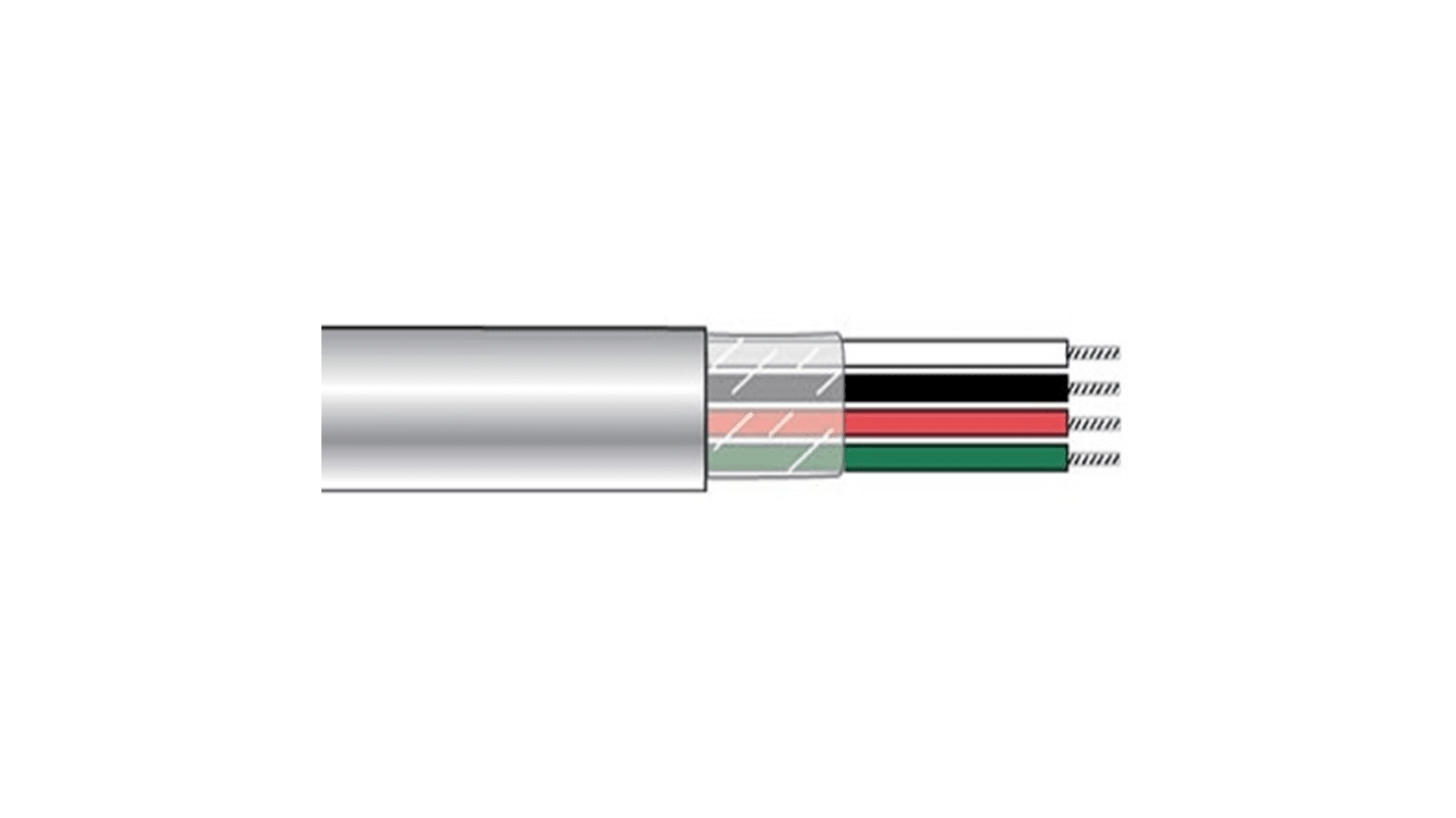 Alpha Wire Alpha Essentials Communication & Control Control Cable, 4 Cores, 0.5 mm², DEF STAN, Unscreened, 500ft, White