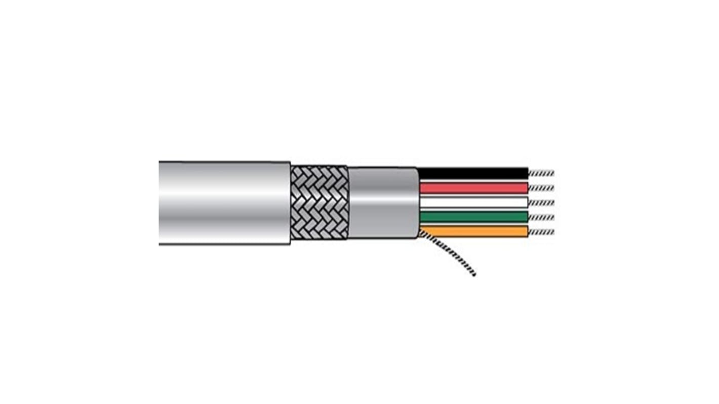 Alpha Wire Alpha Essentials Communication & Control Control Cable, 4 Cores, 0.08 mm², Screened, 100ft, Grey PVC Sheath,