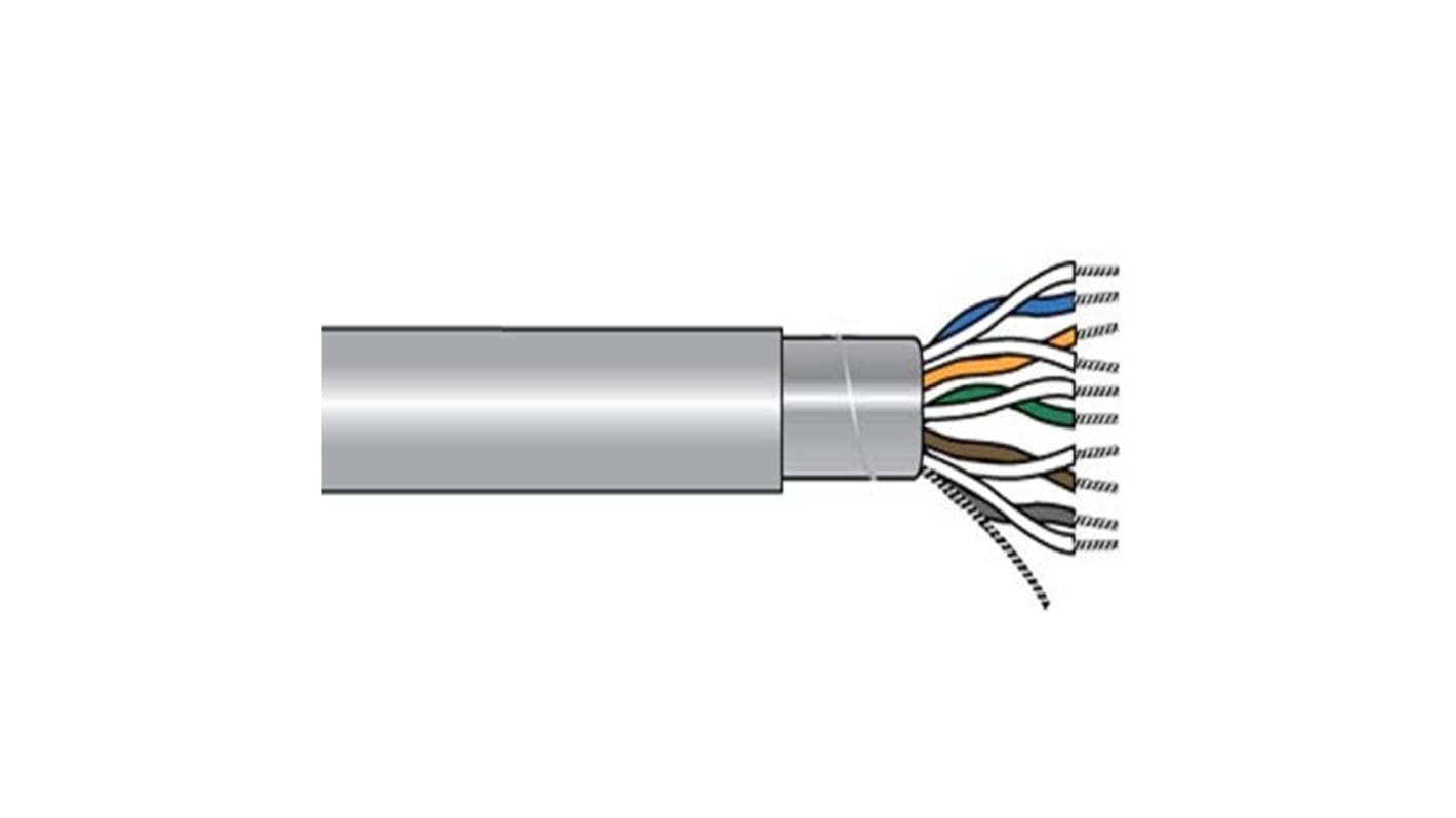 Alpha Wire Alpha Essentials Communication & Control Control Cable, 2 Cores, 0.25 mm², Screened, 500ft, Grey PVC Sheath,