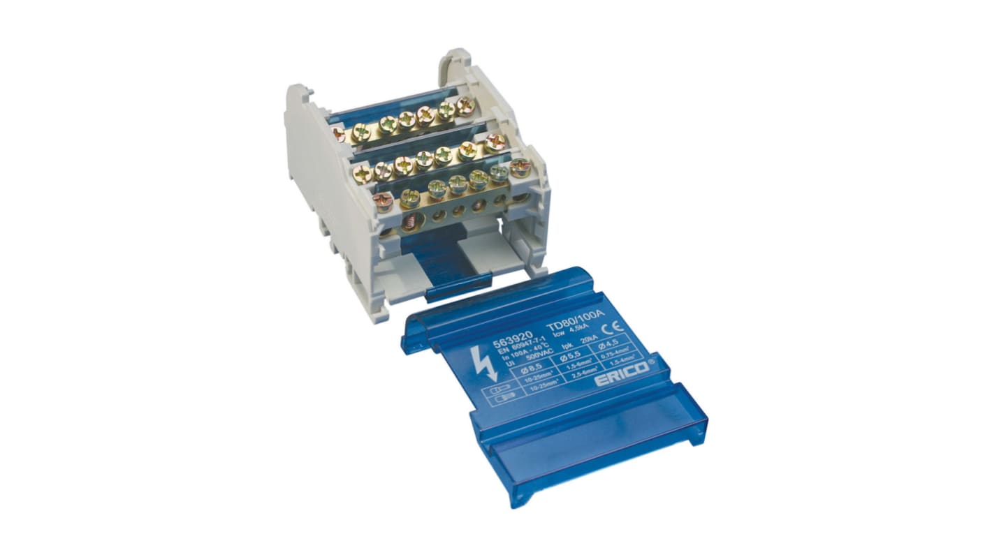 Blocco di distribuzione, nVent ERIFLEX, 4 vie 100A, 500 V