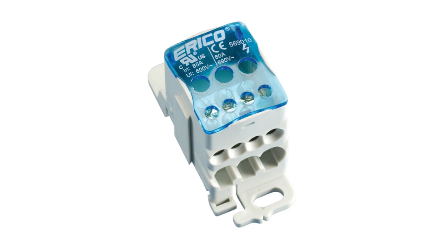 nVent ERIFLEX 1路分线盒, 80A, 1 kV, 6 AWG线规, 电缆端接, 蓝色热塑性塑料外壳
