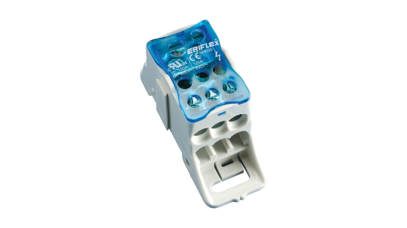 nVent ERIFLEX 1路分线盒, 125A, 1 kV, 2 AWG线规, 电缆端接, 蓝色热塑性塑料外壳