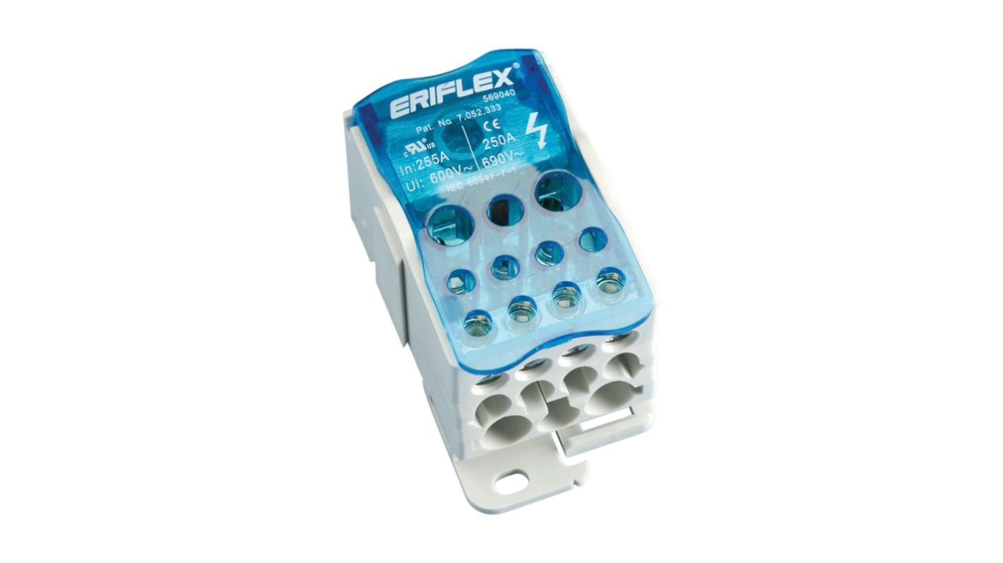 nVent ERIFLEX 1路分线盒, 250A, 1 kV, 4/0AWG线规, 电缆端接, 蓝色热塑性塑料外壳