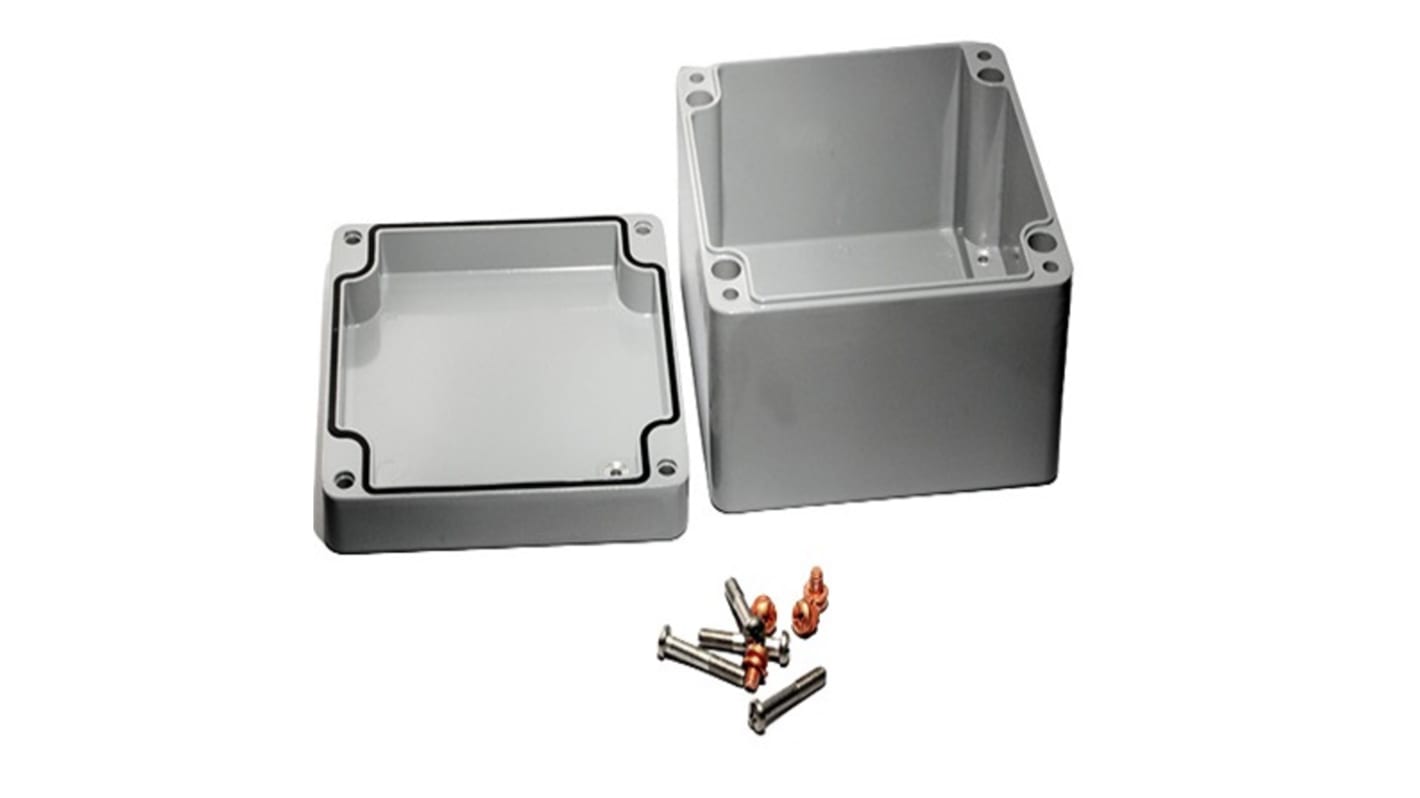 Hammond 1590Z Series Grey Die Cast Aluminium Alloy Enclosure, IP68, Flanged, Grey Lid, 160 x 160 x 90mm