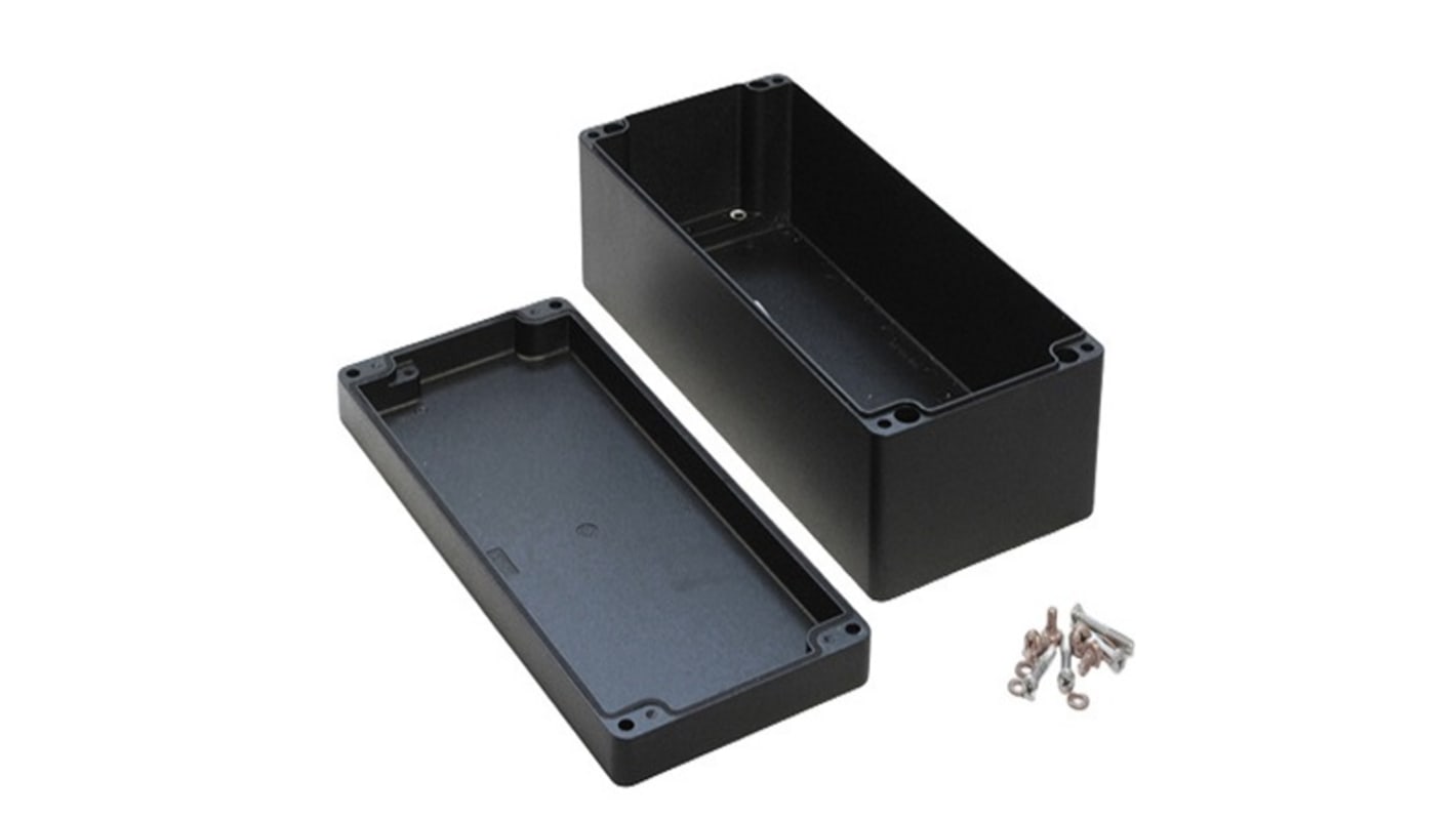 Hammond 1590Z Series Black Die Cast Aluminium Alloy Enclosure, IP68, Flanged, Black Lid, 360 x 160 x 90mm