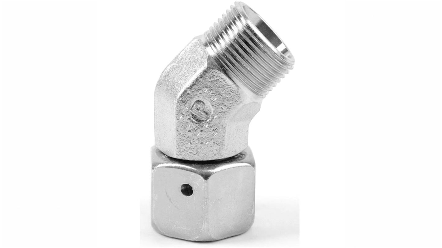 Parker Elbow 45° Tube to Swivel Male 24° DIN Cone to Male 24° DIN Cone, EV06LOMDCF