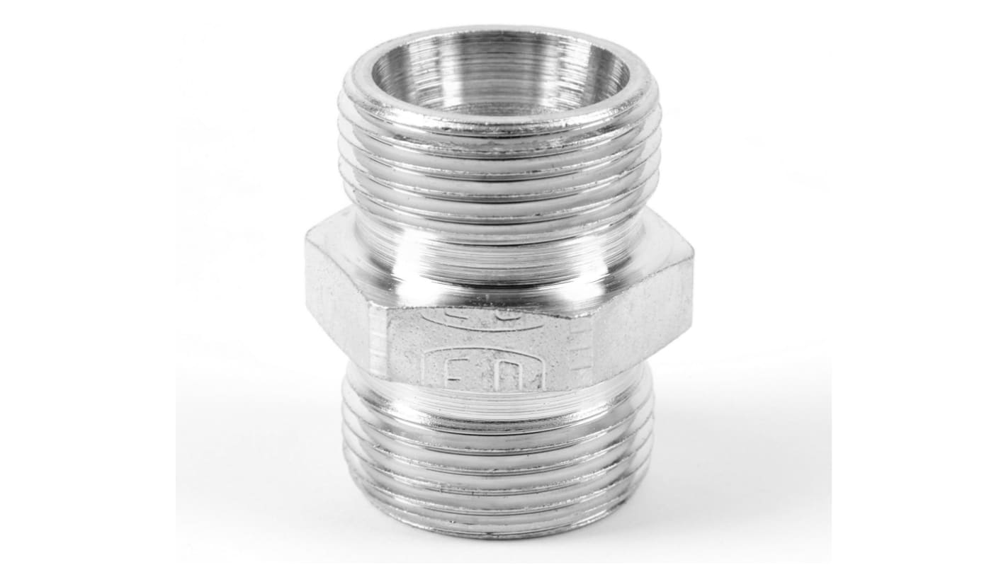 Raccordo diritto da tubo a tubo Parker, connettore A: Maschio cono 24° DIN, B: Maschio cono 24° DIN, in Acciaio