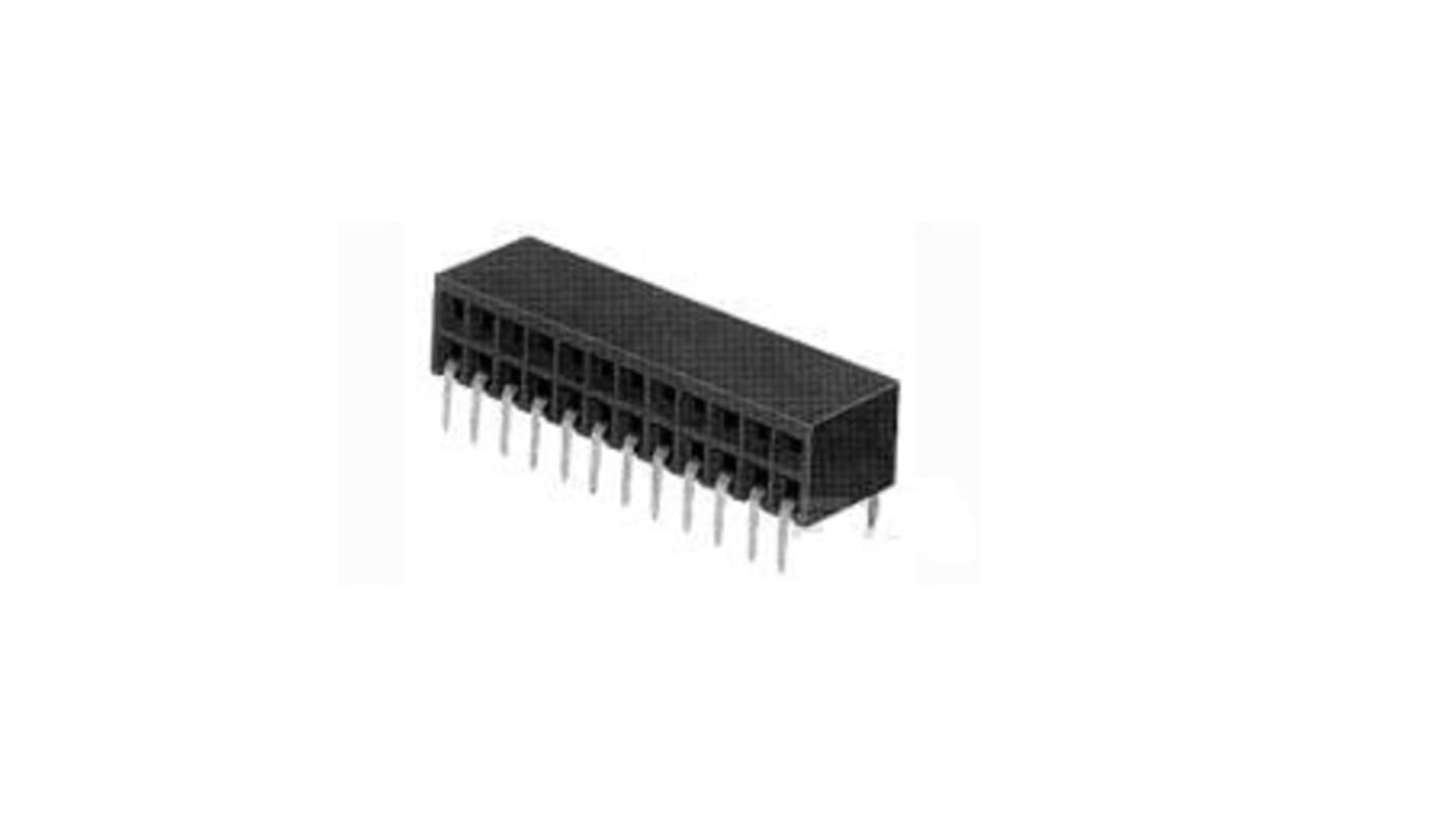 Conector macho para PCB Ángulo de 90° TE Connectivity serie AMPMODU HV-100/HV-190 de 8 vías, 2 filas, paso 2.54mm,