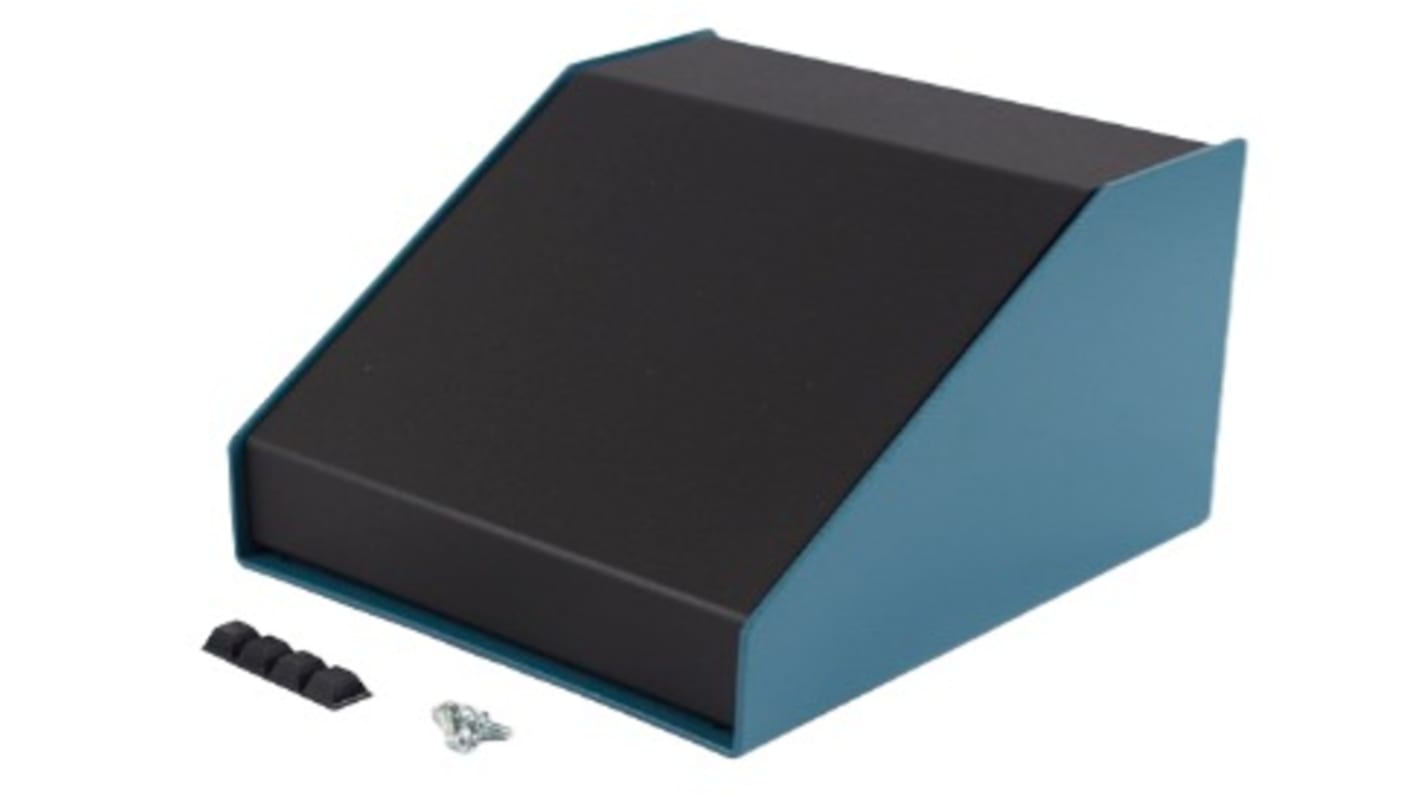 Hammond 1456 Series Blue Aluminium Enclosure, Black Lid, 183 x 165 x 102mm