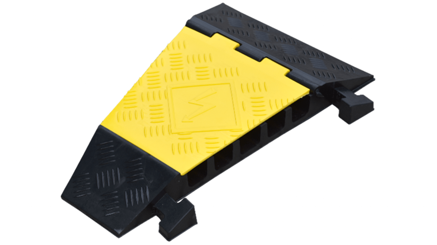 RS PRO 310mm Black/Yellow Cable Cover in Natural Rubber, 42mm Inside dia.
