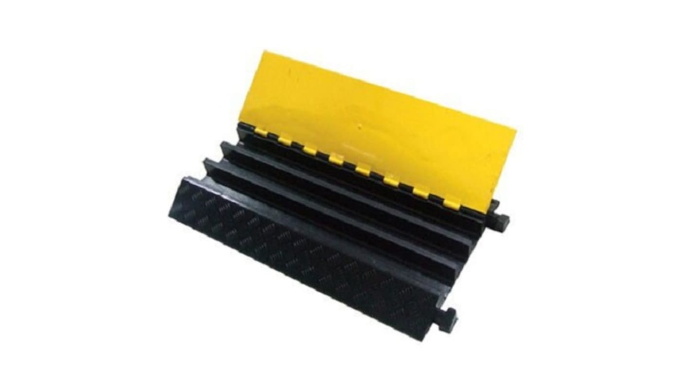 RS PRO 900mm Black/Yellow Cable Cover in Natural Rubber, 65mm Inside dia.