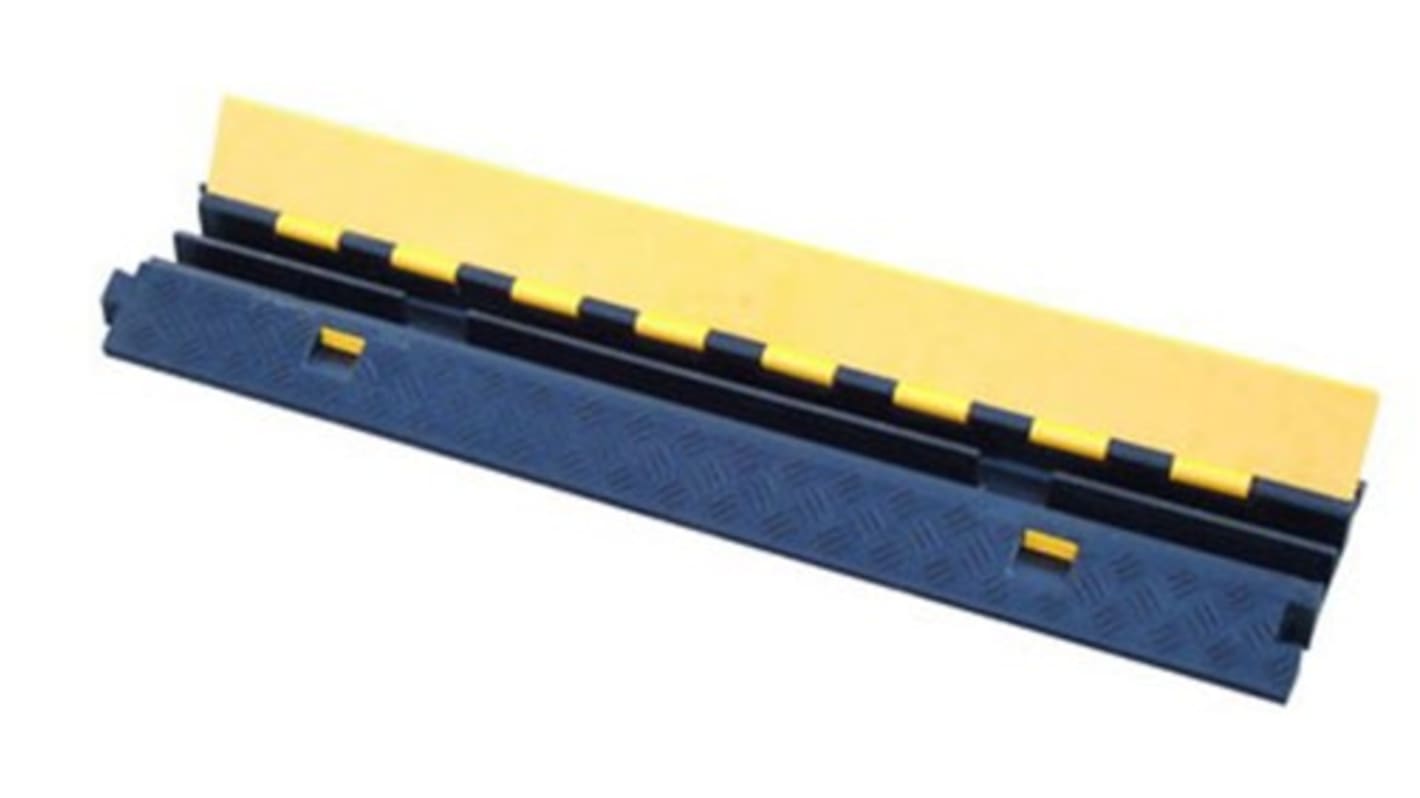 RS PRO 1m Black/Yellow Cable Cover in Natural Rubber, 32mm Inside dia.