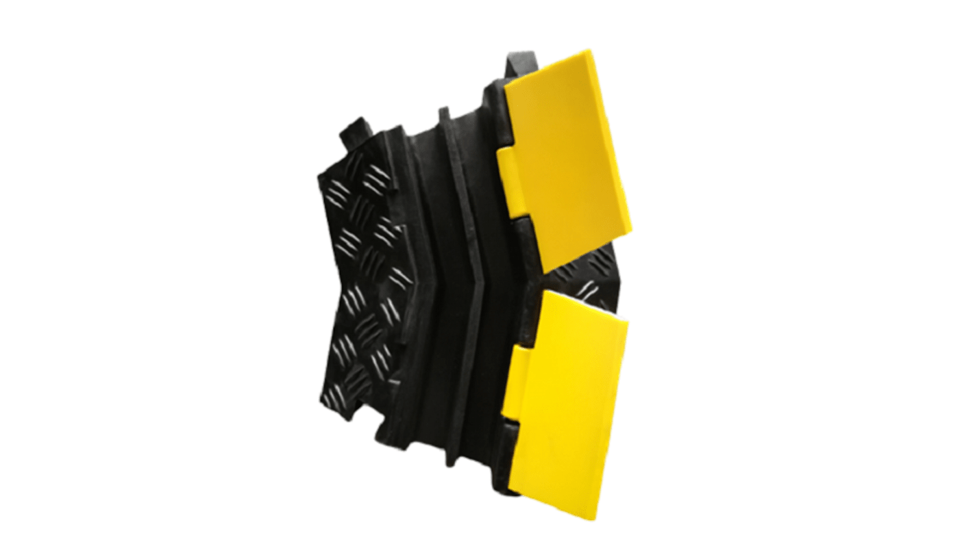 RS PRO 400mm Black/Yellow Cable Cover in Natural Rubber, 28mm Inside dia.