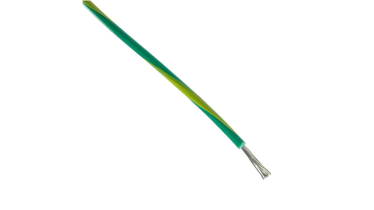 Alpha Wire Hook-up Wire PVC Series Green/Yellow 0.35 mm² Hook Up Wire, 22 AWG, 7/30, 1000ft, PVC Insulation, 3051 GY001