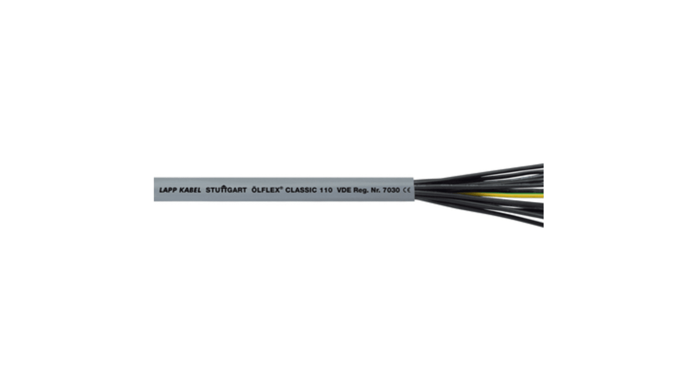 Lapp 40 Core Power Cable, 0.5 mm², 100m, Grey Polyvinyl Chloride PVC Sheath, Flexible Multicore, 500 V ac