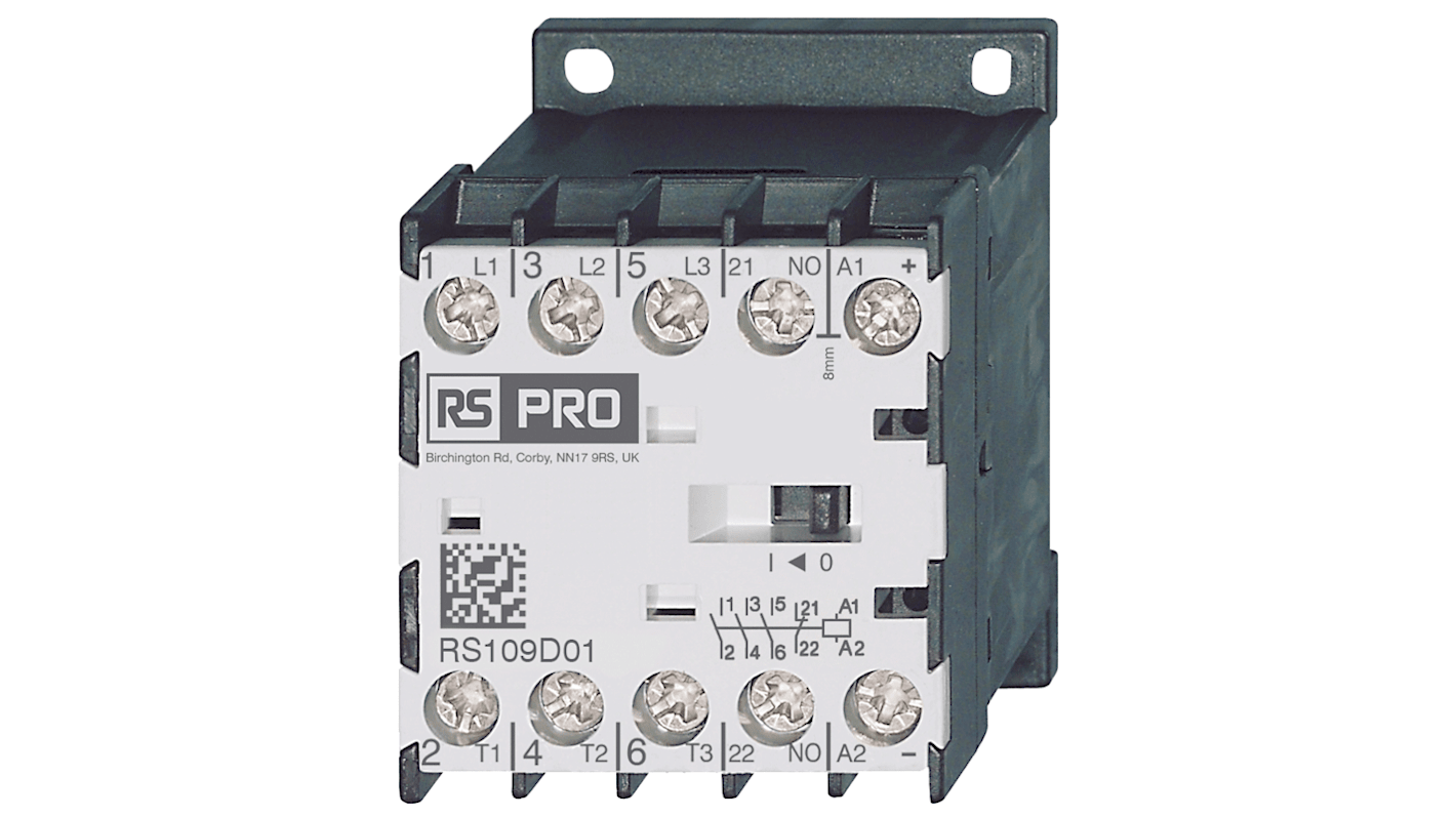 Contattore RS PRO, 3 poli, 9 A, 4 kW, bobina 24 V CC