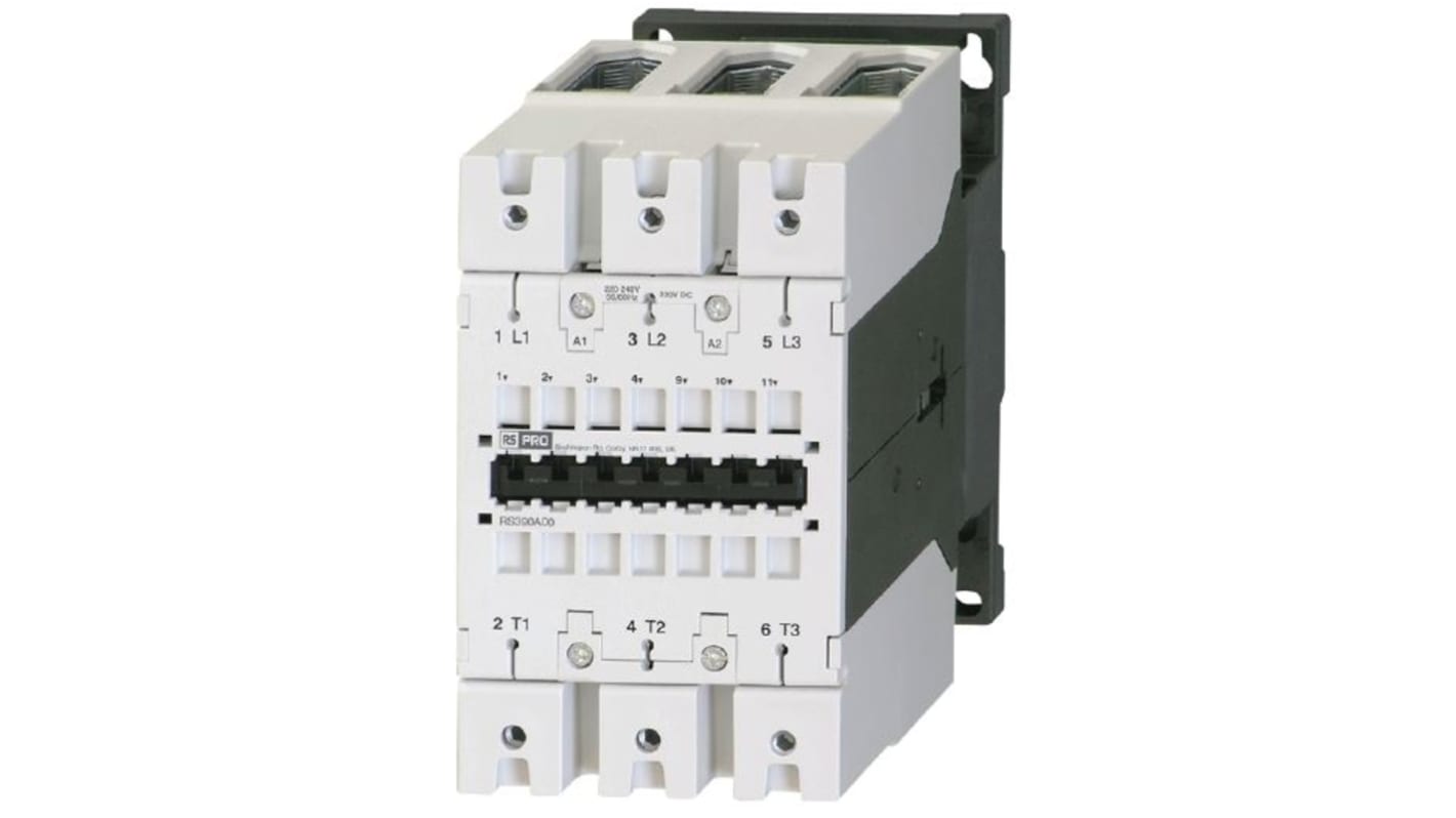 RS PRO Contactor, 230 V ac Coil, 3-Pole, 115 A, 55 kW, 3 → 400 V