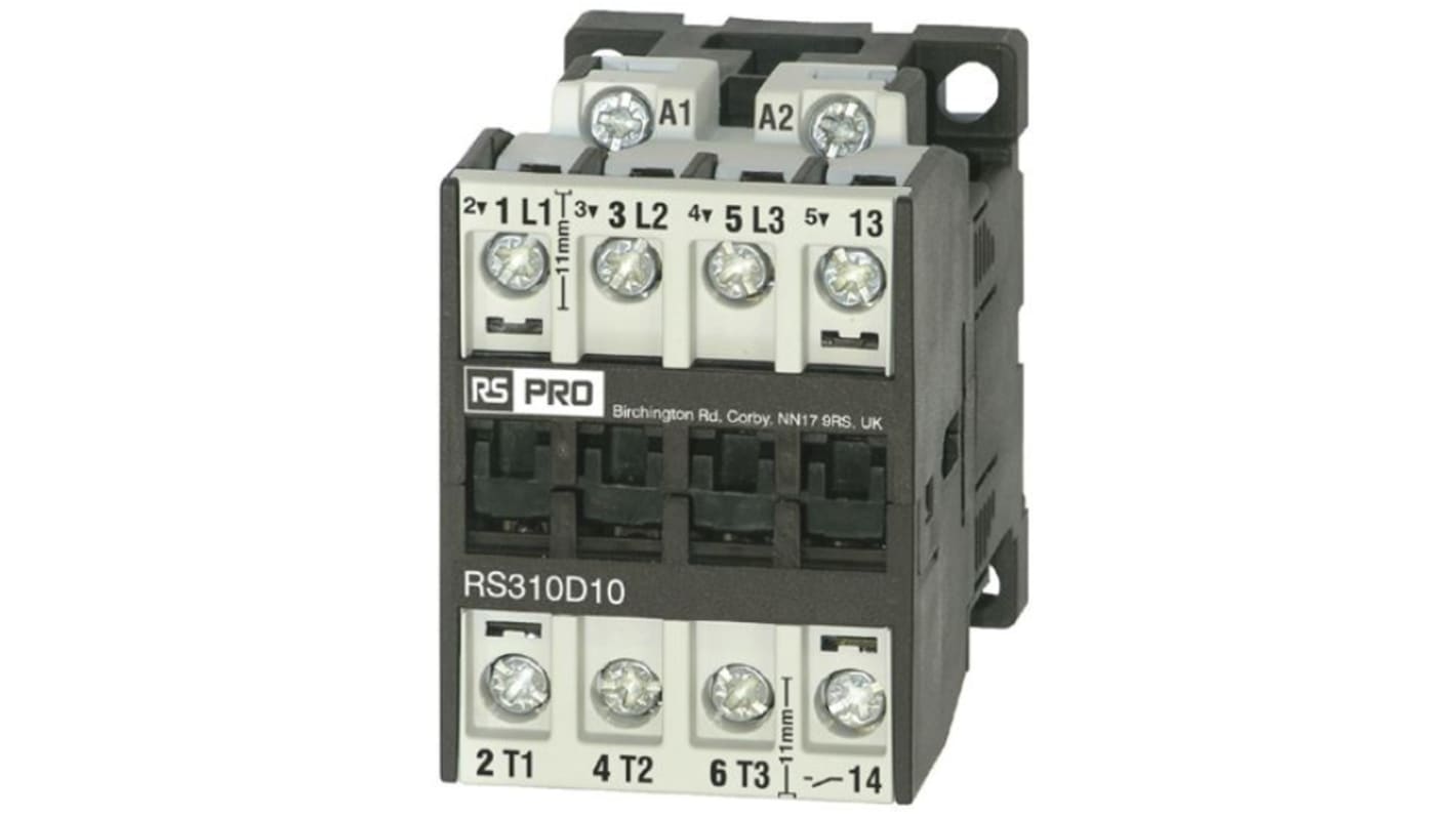 Contattore RS PRO, 3 poli, 22 A, 11 kW, bobina 24 V CC
