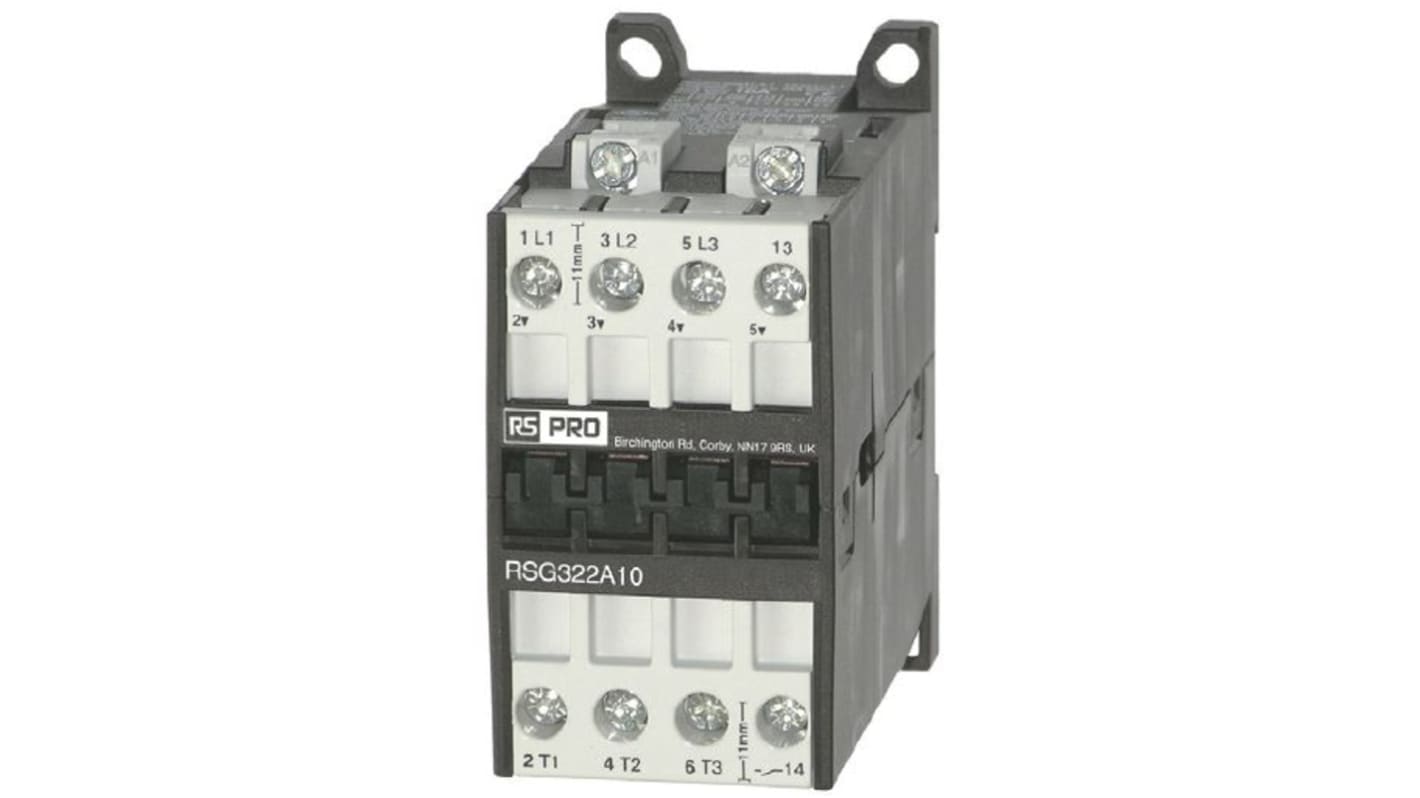 Contattore RS PRO, 3 poli, 10 A, 4 kW, bobina 24 V CC