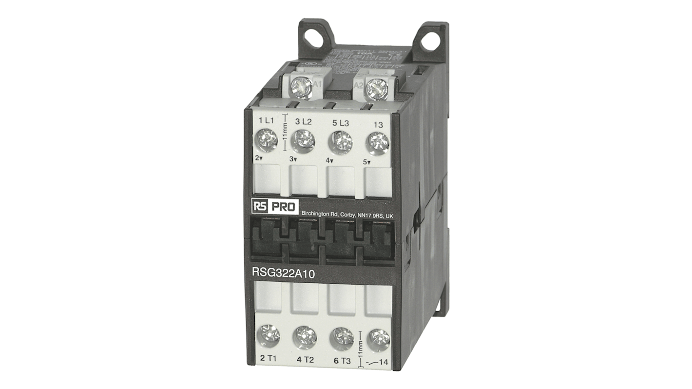 RS PRO Contactor, 24 V dc Coil, 3-Pole, 22 A, 11 kW, 3 → 400 V