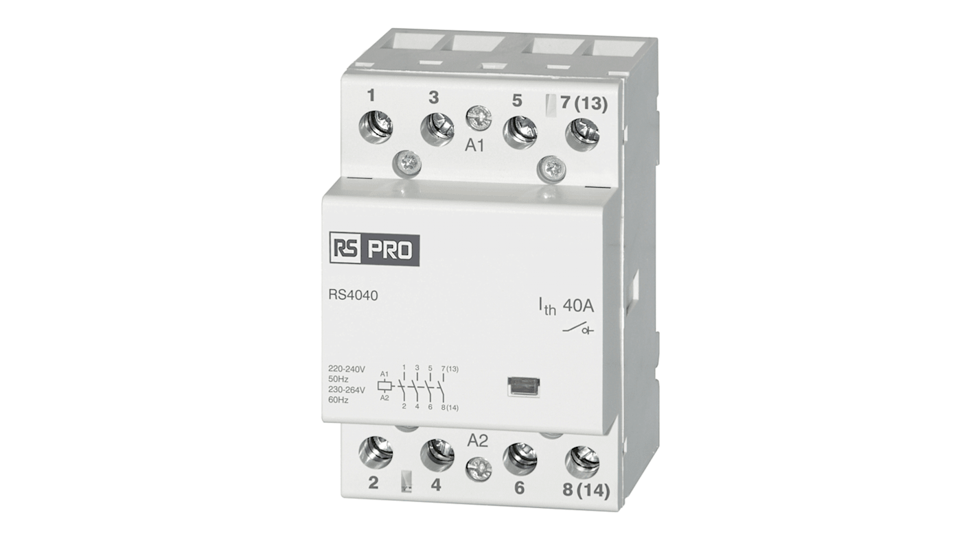 RS PRO Contactor, 230 V ac Coil, 40 A, 2.2 kW, 440 V