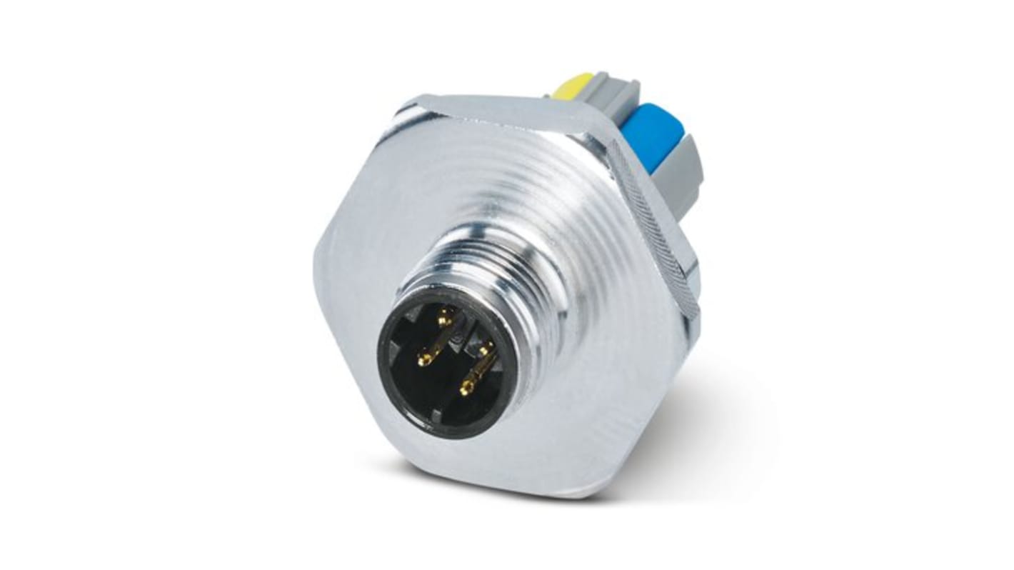 Phoenix Contact Connector, 4 Contacts, Cable Mount, M12 Connector, Plug, Male, IP67, SACC Series