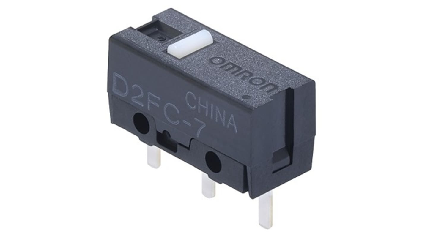 Omron Button Subminiature Micro Switch, Through Hole Terminal, 1mA, SPST, IP40