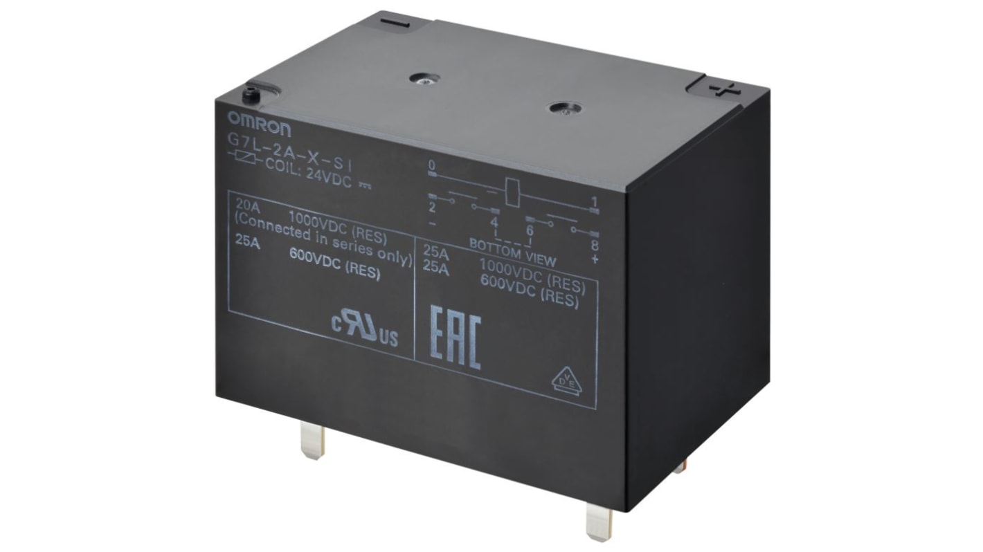 Omron PCB Mount Power Relay, 12V dc Coil, 30A Switching Current, DPST-NO