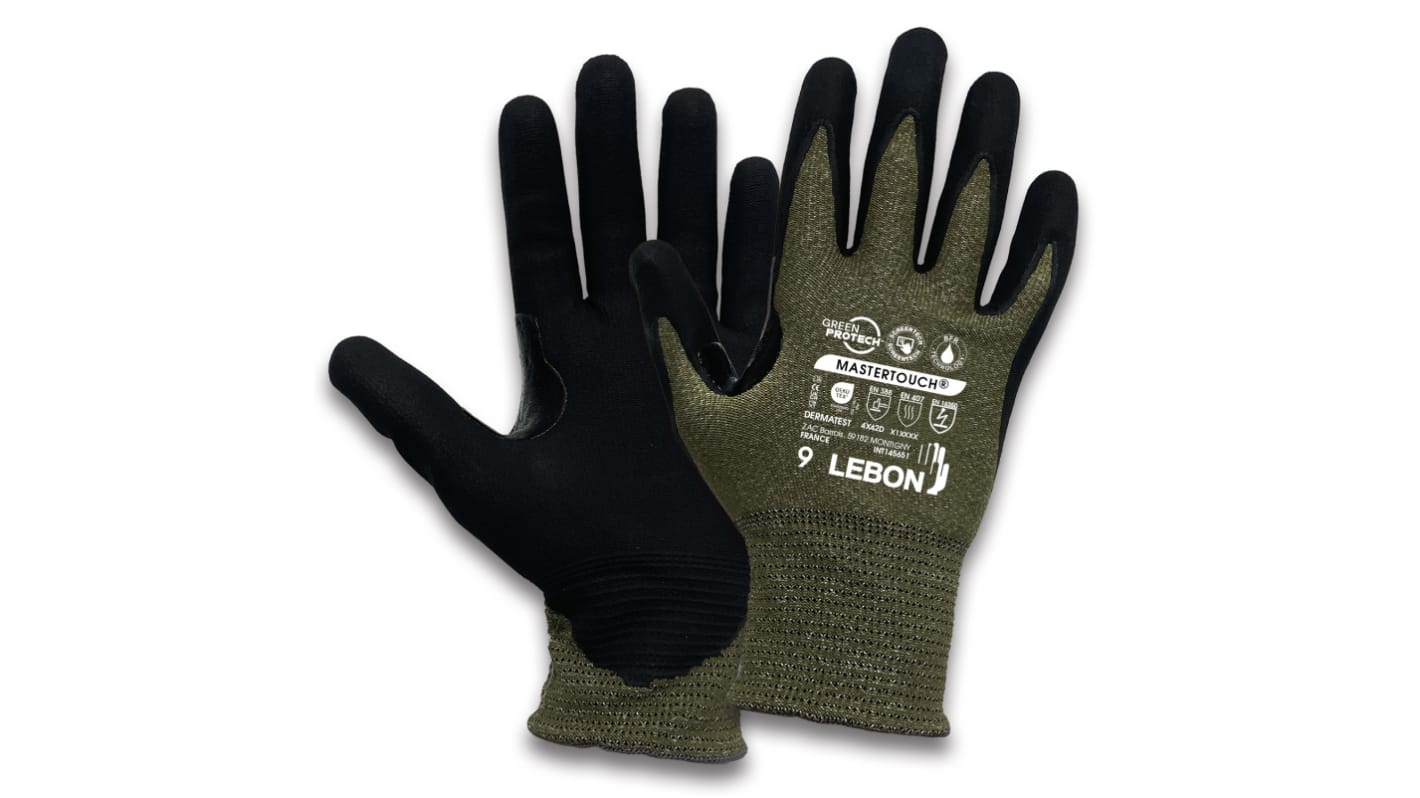Guantes resistentes a cortes de Elastano, HPPE, poliamida Rojo Lebon Protection serie MASTERTOUCH, talla 11, con