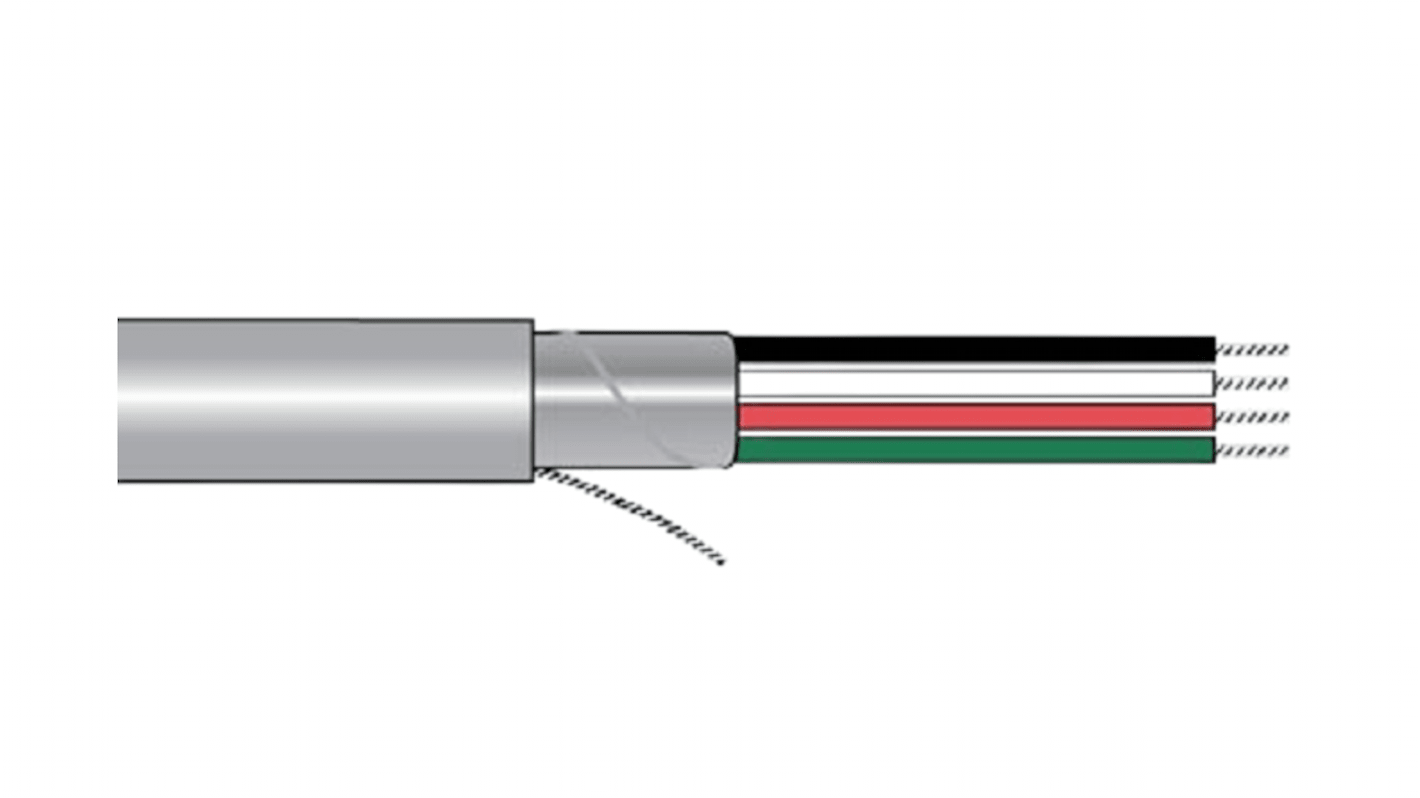 Alpha Wire Alpha Essentials Communication & Control, Computer Cable, 100ft 4 Core, Grey Polyvinyl Chloride PVC Power