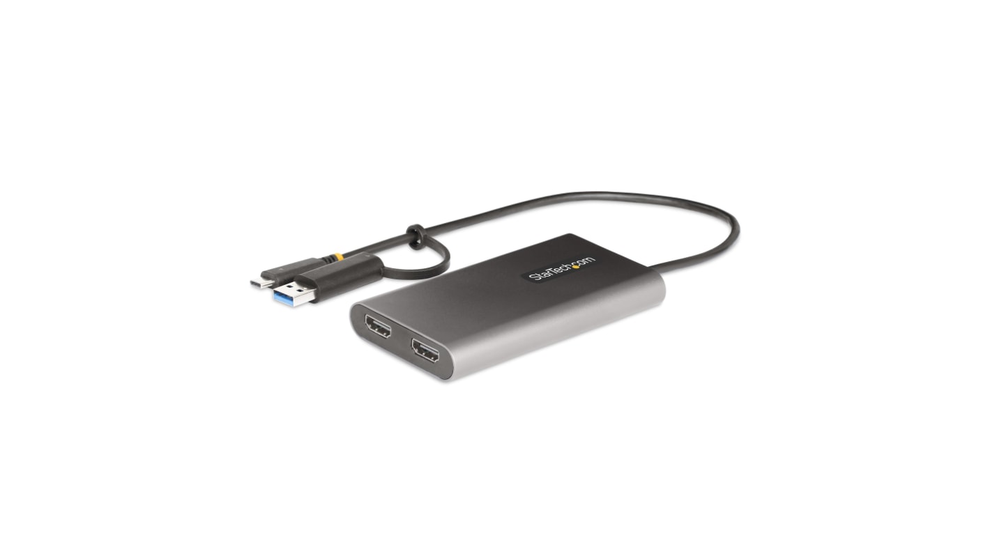 StarTech.com Laptop Multifunktions-Adapter, USB-C, USB 3.2, mit HDMI, 1 x USB Ports USB A, USB C-Anschl. 2 Displays