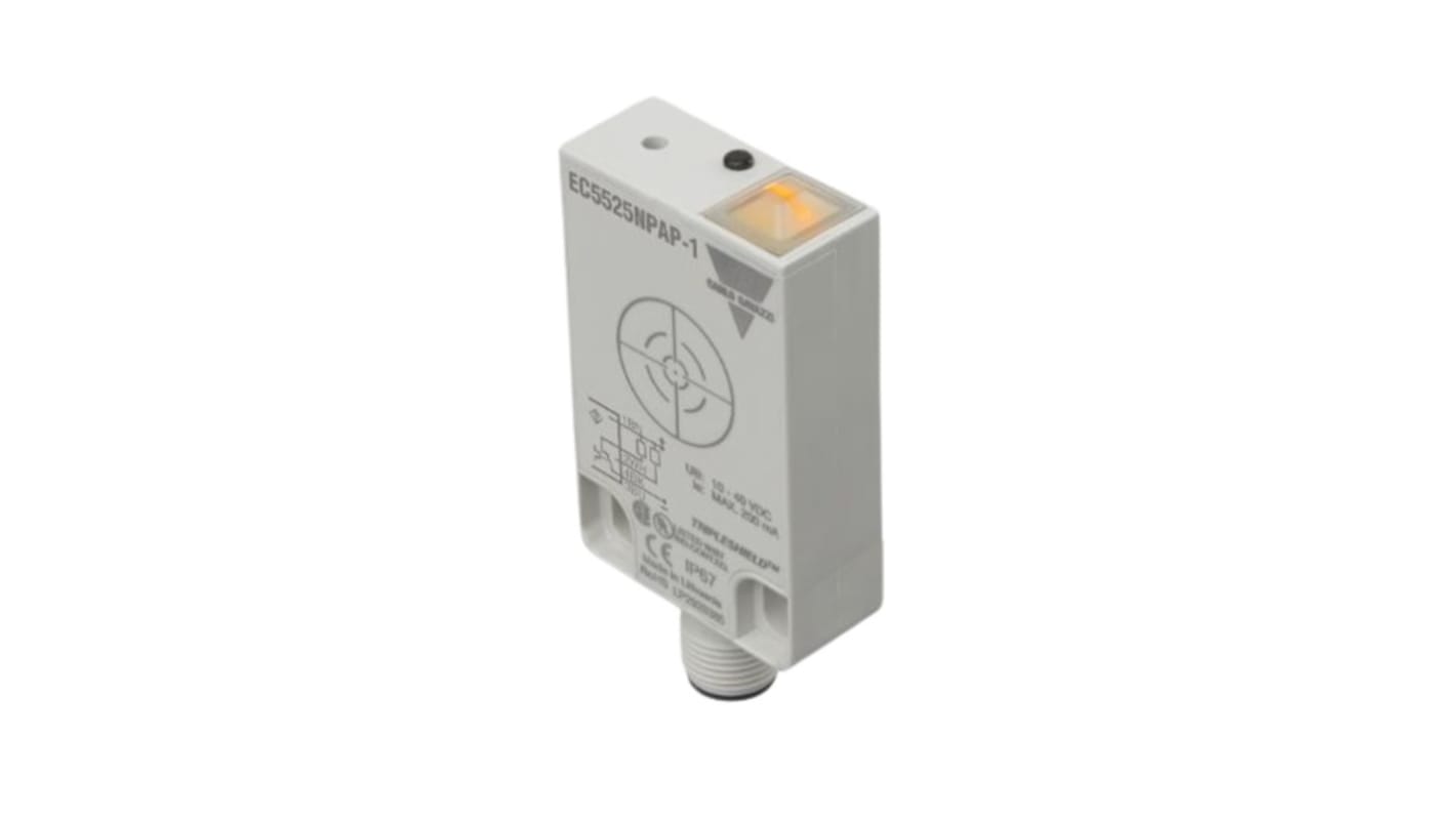 Sensore di prossimità a parallelepipedo Carlo Gavazzi, NPN, rilevamento 25 mm, 10 → 40 V c.c.