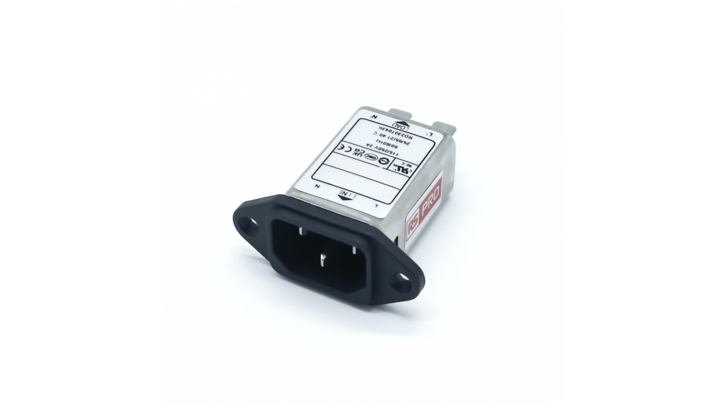 RS PRO插座滤波器, 额定电压250 V 交流, 额定电流3A, 底盘
