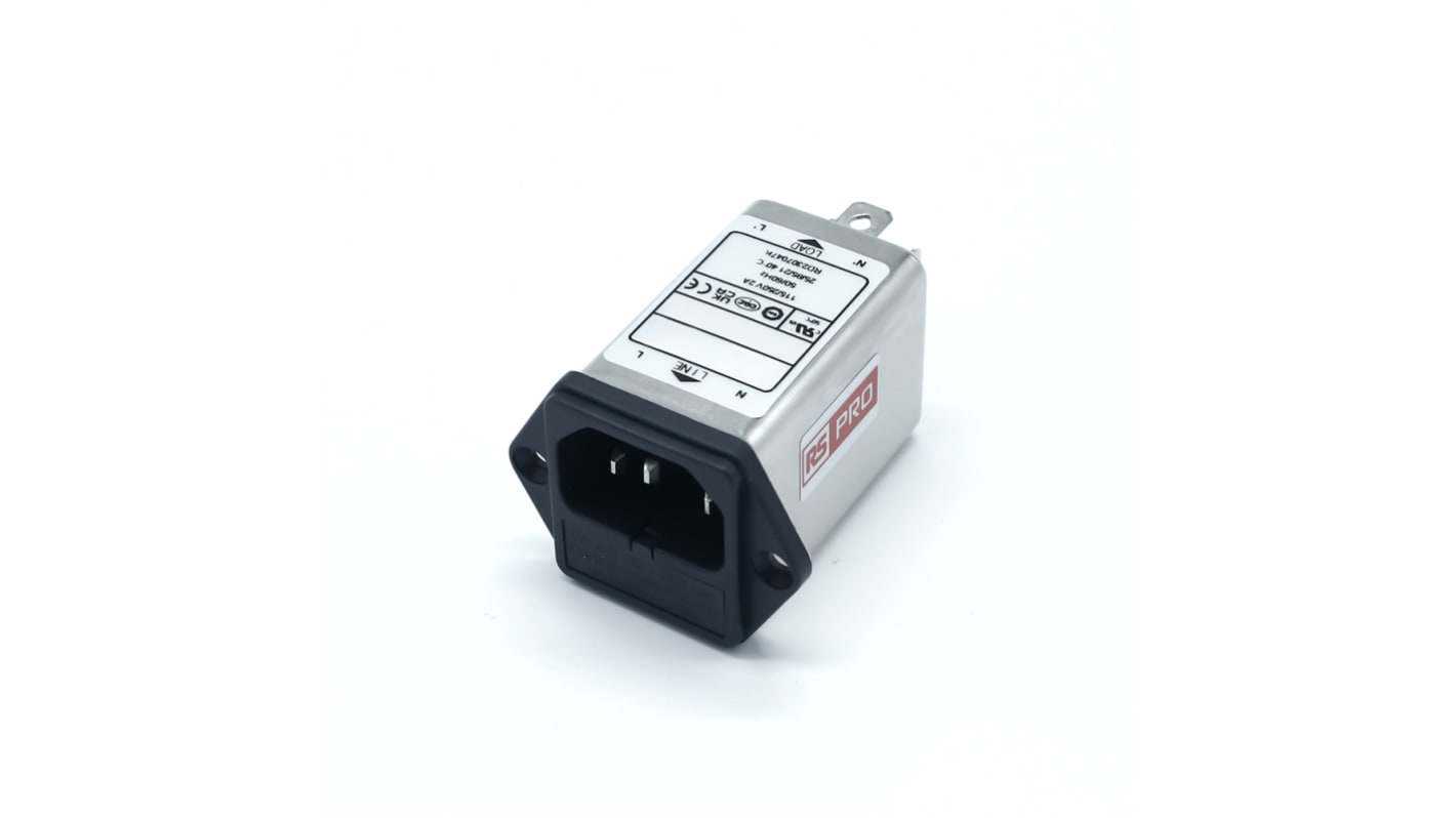 RS PRO IECインレット, 2A 250 V ac, 2ヒューズ シャーシマウント