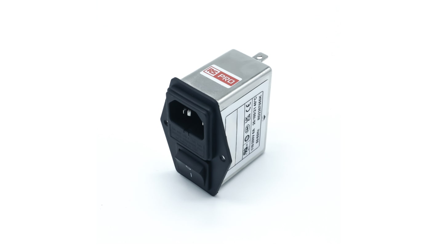 RS PRO IECインレット, 6A 250 V ac, 1ヒューズ 2極 シャーシマウント